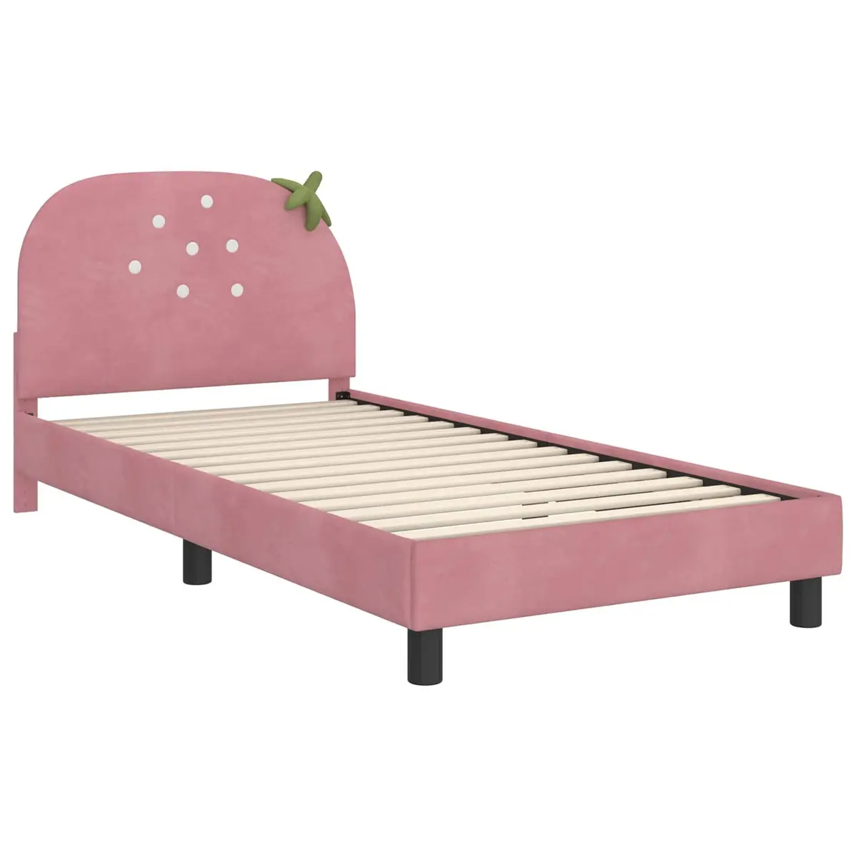 Pink Velvet Kids Bed Frame with Headboard