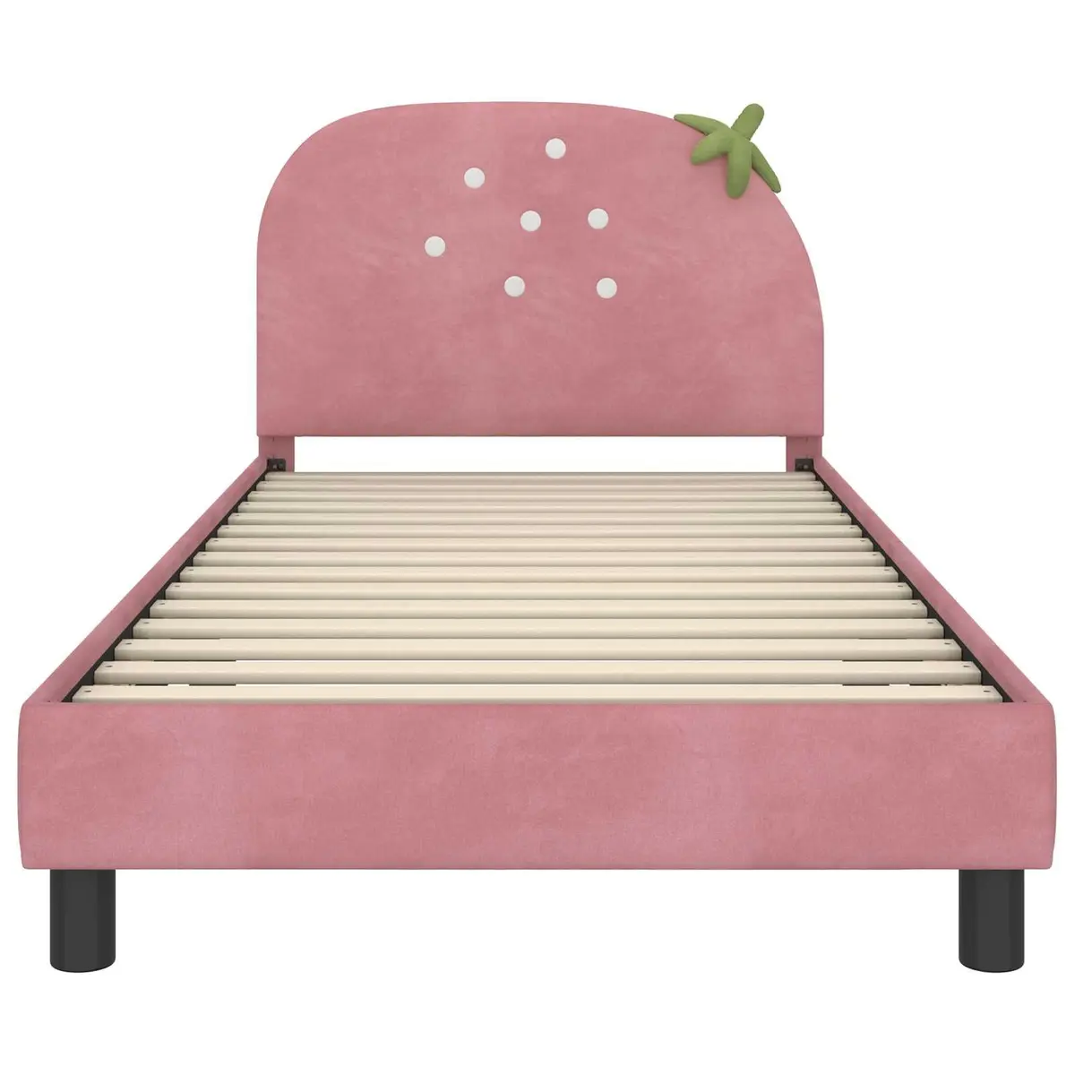 Pink Velvet Kids Bed Frame with Headboard