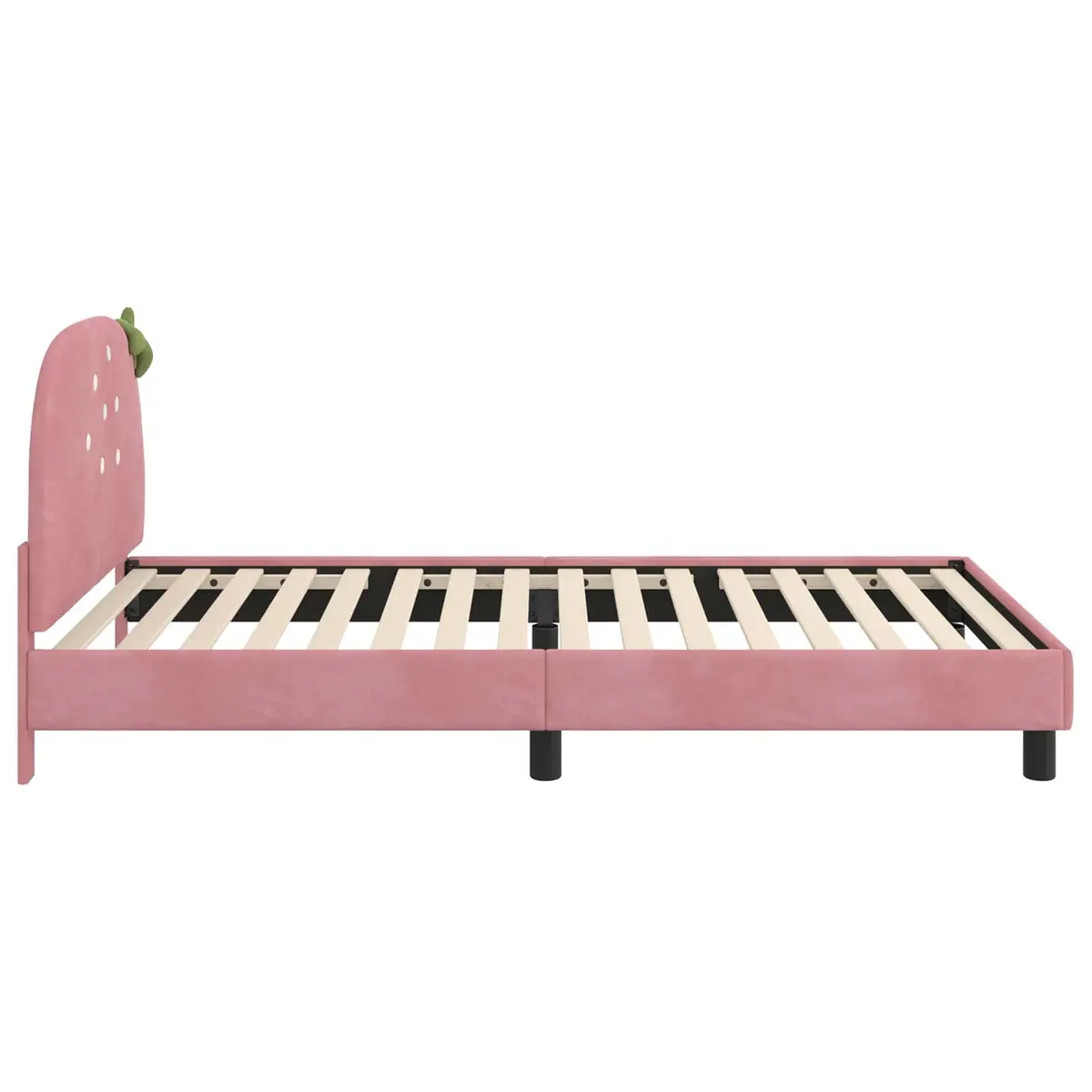 Pink Velvet Kids Bed Frame with Headboard