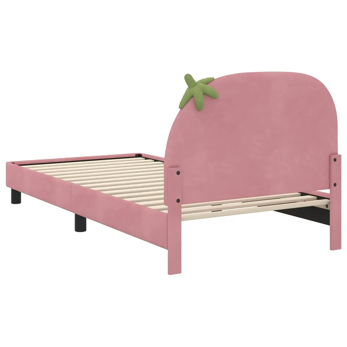 Pink Velvet Kids Bed Frame with Headboard