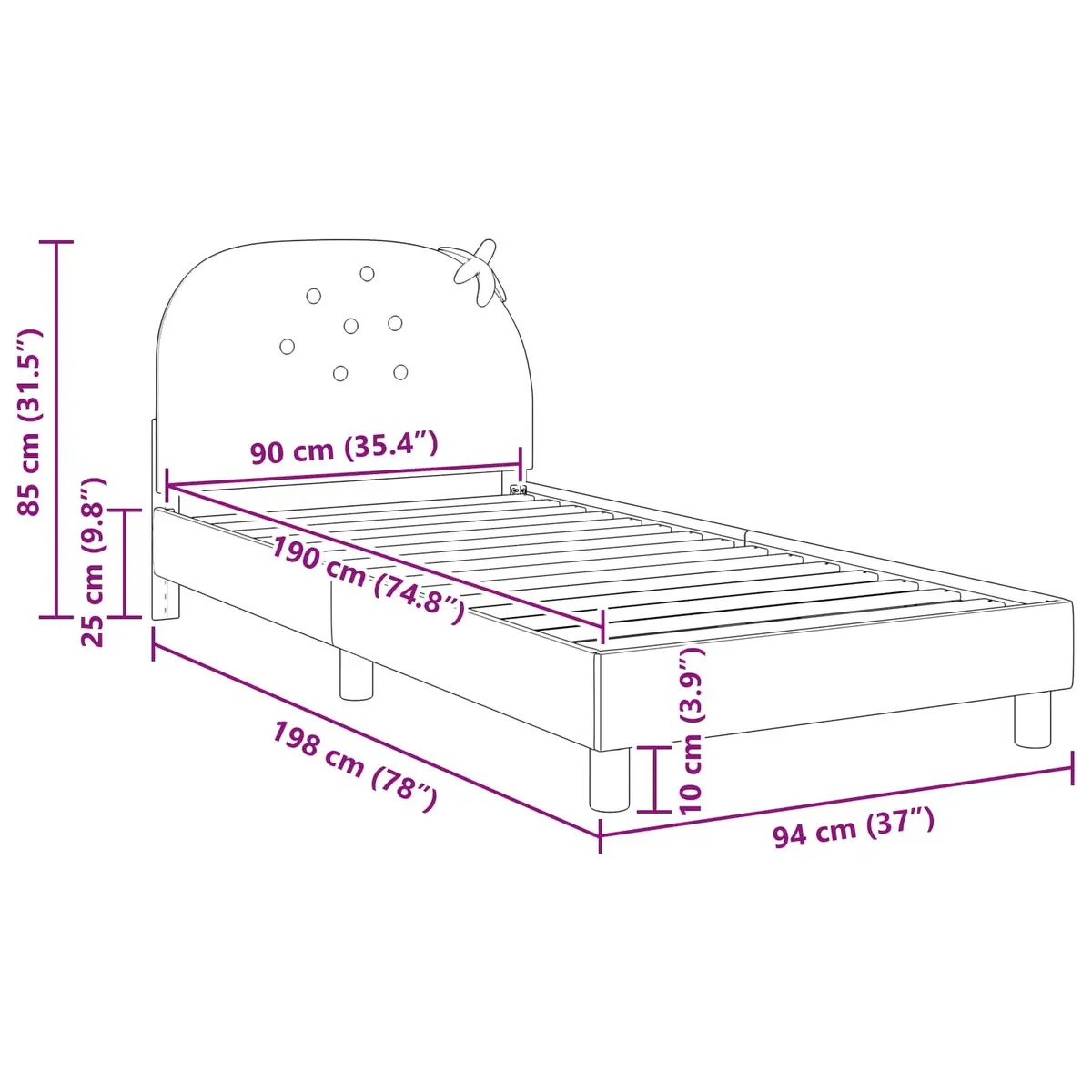Pink Velvet Kids Bed Frame with Headboard