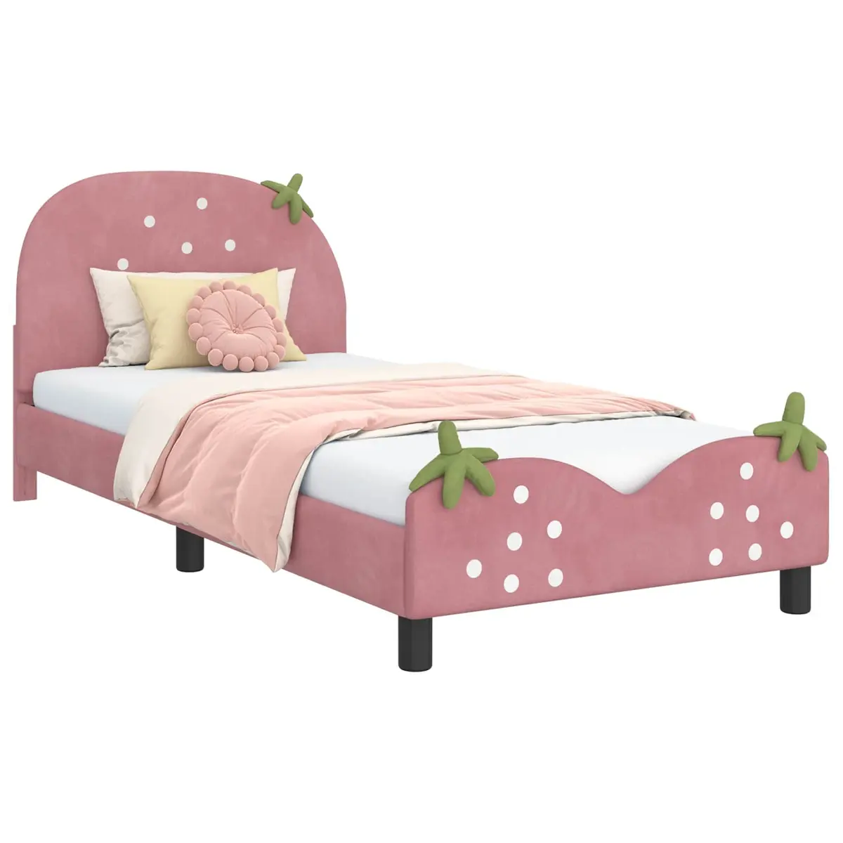 Kids Bed Frame Velvet Upholstered 90 x 190 cm Pink
