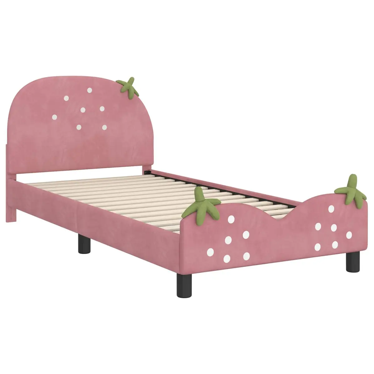 Kids Bed Frame Velvet Upholstered 90 x 190 cm Pink