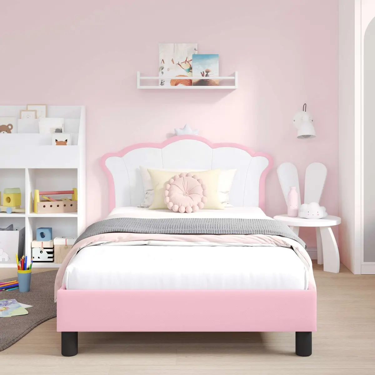 Kids Bed Frame Engineered Wood 90 x 190 cm Pink