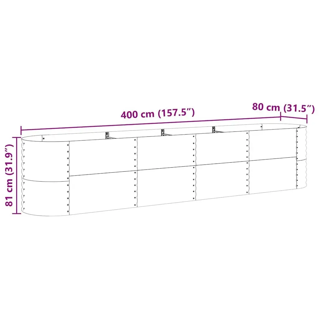 Raised Bed Planter Steel 400x80x81cm Brown