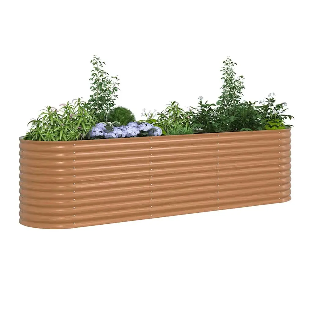 Raised Garden Bed 320x80x81cm Brown Steel Outdoor Planter Box Modern Design