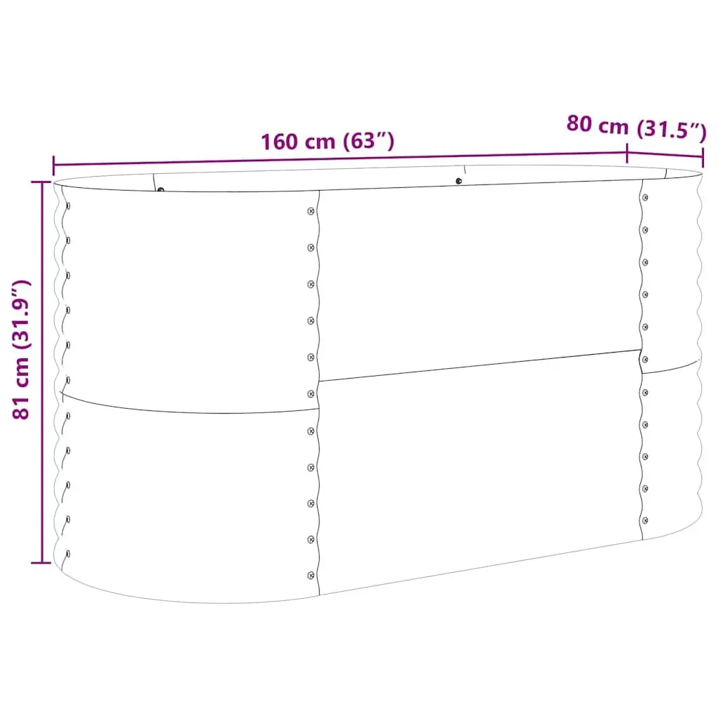 Raised Garden Bed Steel 160x80x81cm Brown