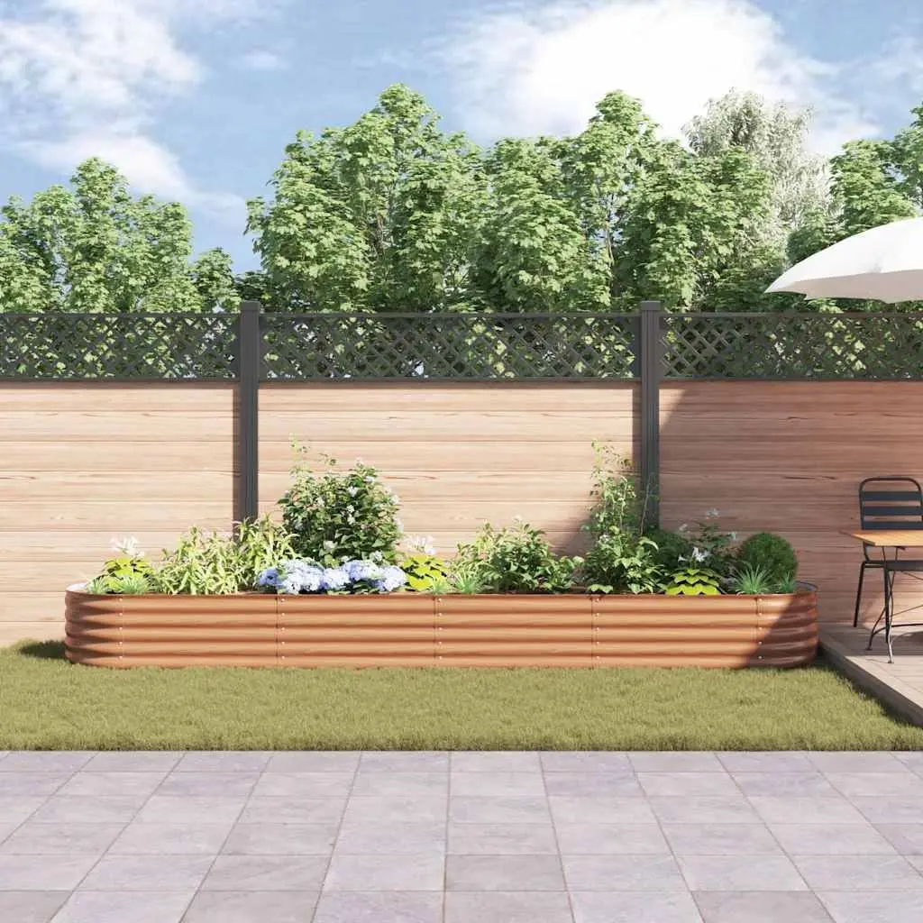 Raised Bed Planter Steel 400x80x44cm Brown