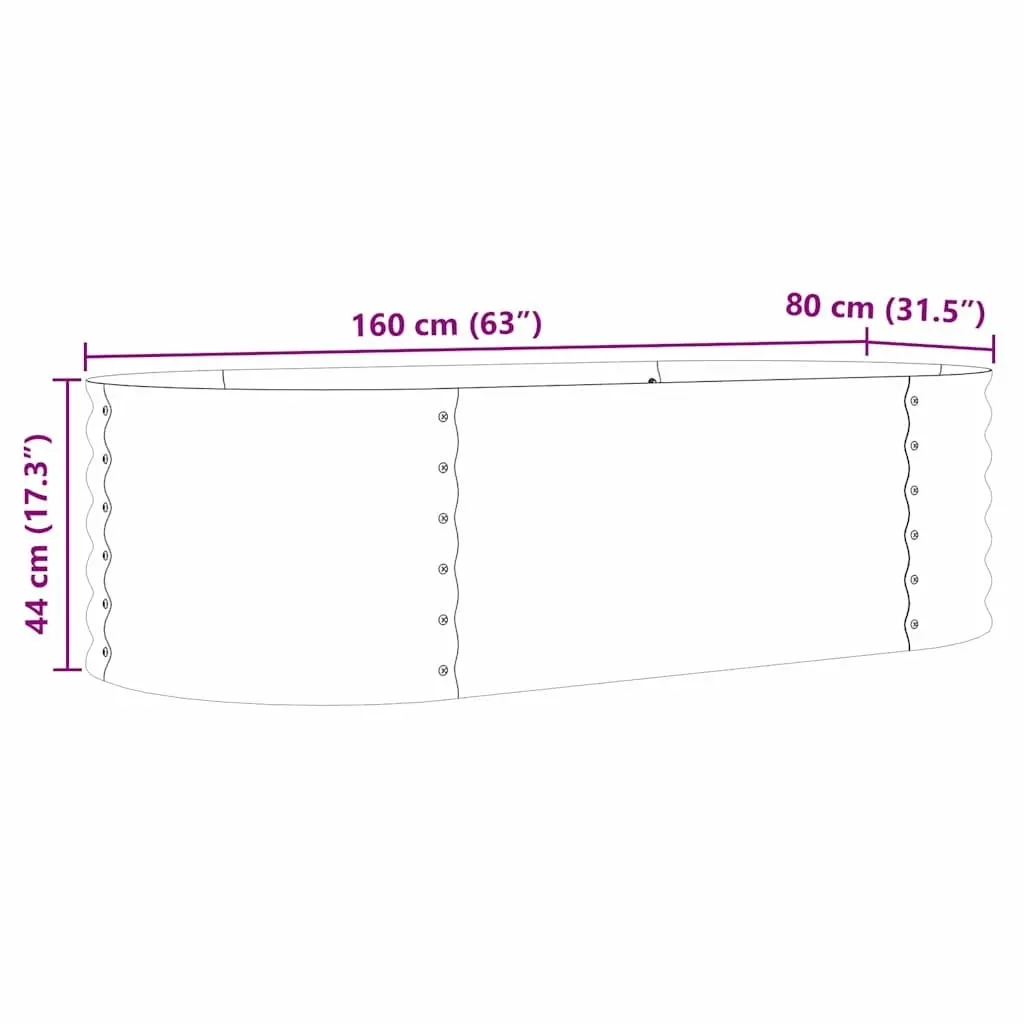 Steel Frame Raised Bed Planter 160x80x44cm