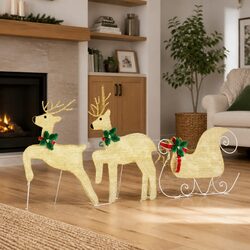 Set of 3 Warm White LED Reindeer Ornaments