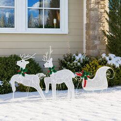 LED Reindeer Decoration Set of 3 with Cool White Light