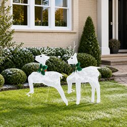 Art Deco LED Reindeer Decorations - 2 Cool White Lights