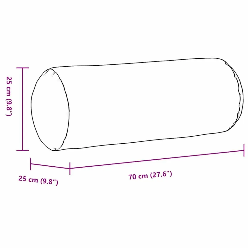 Grey Cylindrical Bolster Pillows 25 x 70 cm