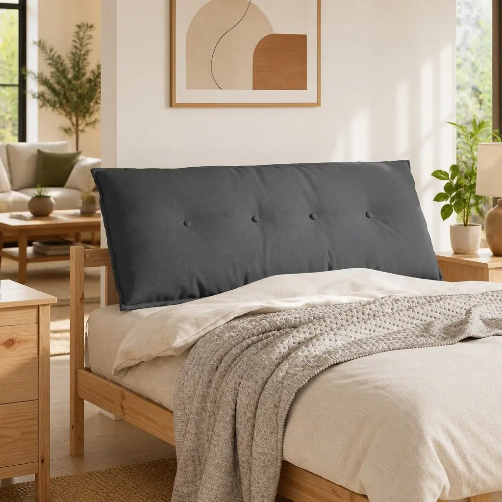 Dark Grey Back Pillow for Sofa 120x19x50cm