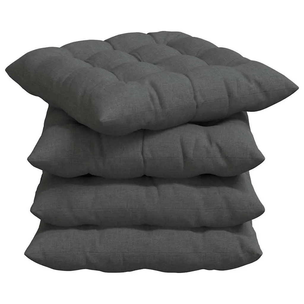 Seat Cushions Polyester 40x40x6cm Grey 4 Pieces Square Indoor Home Decor