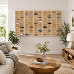 Beige Wall-Mounted Display Case for Collections and Books