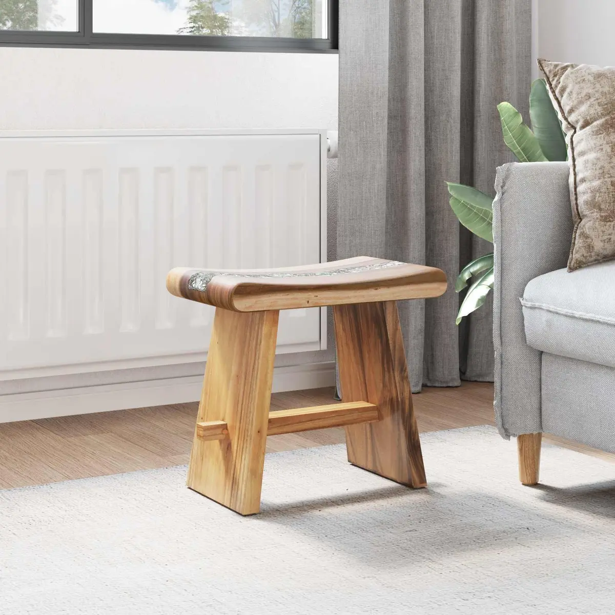 Shower Stool Solid Suar Wood 50 x 30 x 44 cm Brown