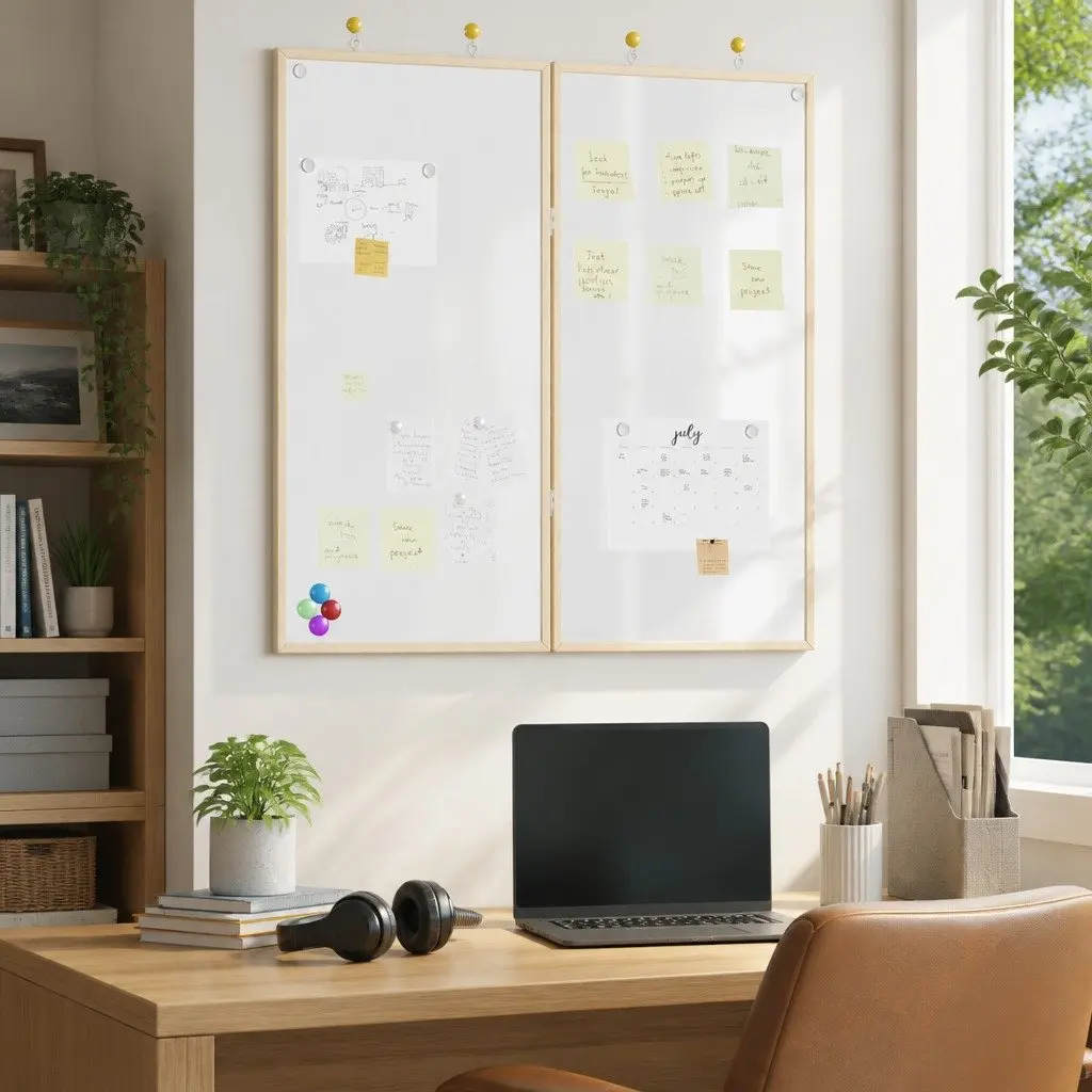 Solid Pine Wood Folding Bulletin Board 80x80cm