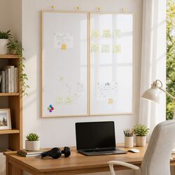 White Folding Bulletin Board 100x100cm Solid Pine Wood