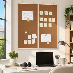 Bulletin Board Folding Square Brown 100x100cm Pine Wood Office Display