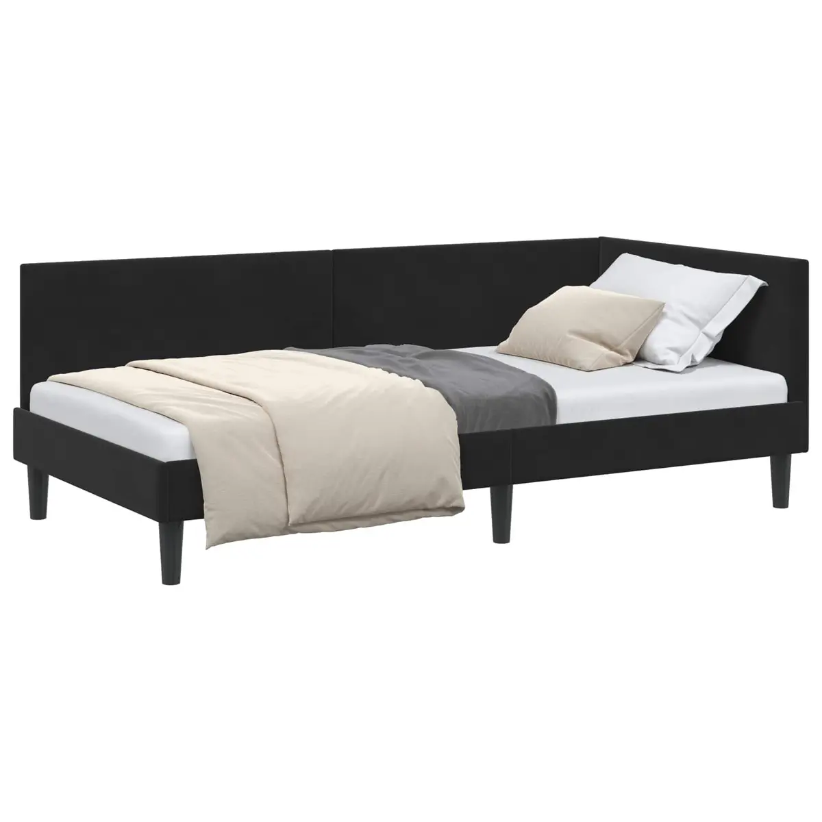 Black Corner Bed Frame Sofa 90cm x 190cm