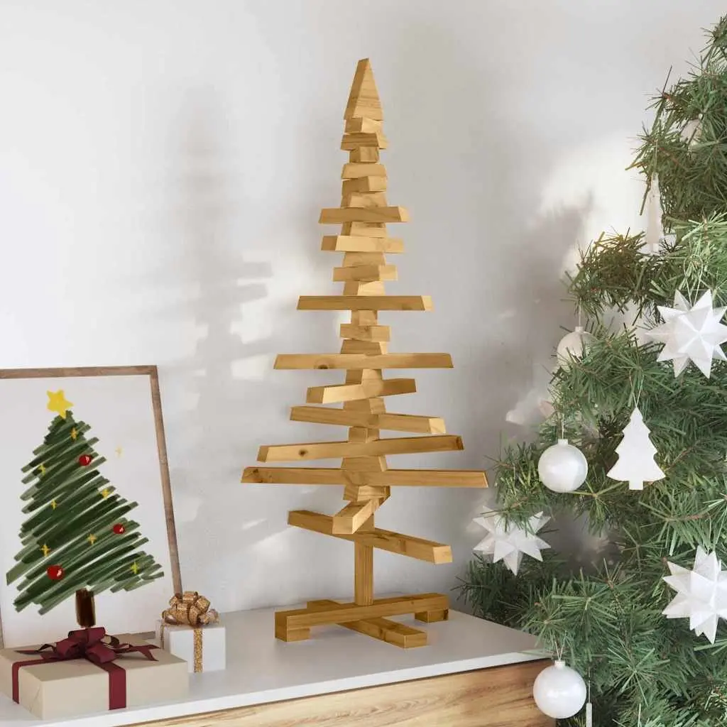 90cm Solid Pine Wooden Christmas Tree with Adjustable Branches