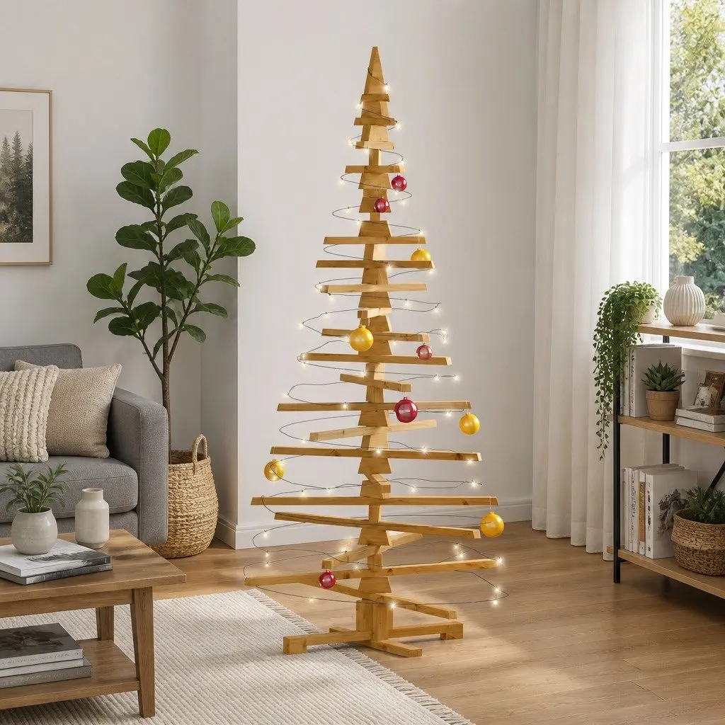 180cm Wooden Christmas Tree with Adjustable Branches