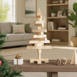 Solid Pine Wood Christmas Tree 60cm with Stable Stand