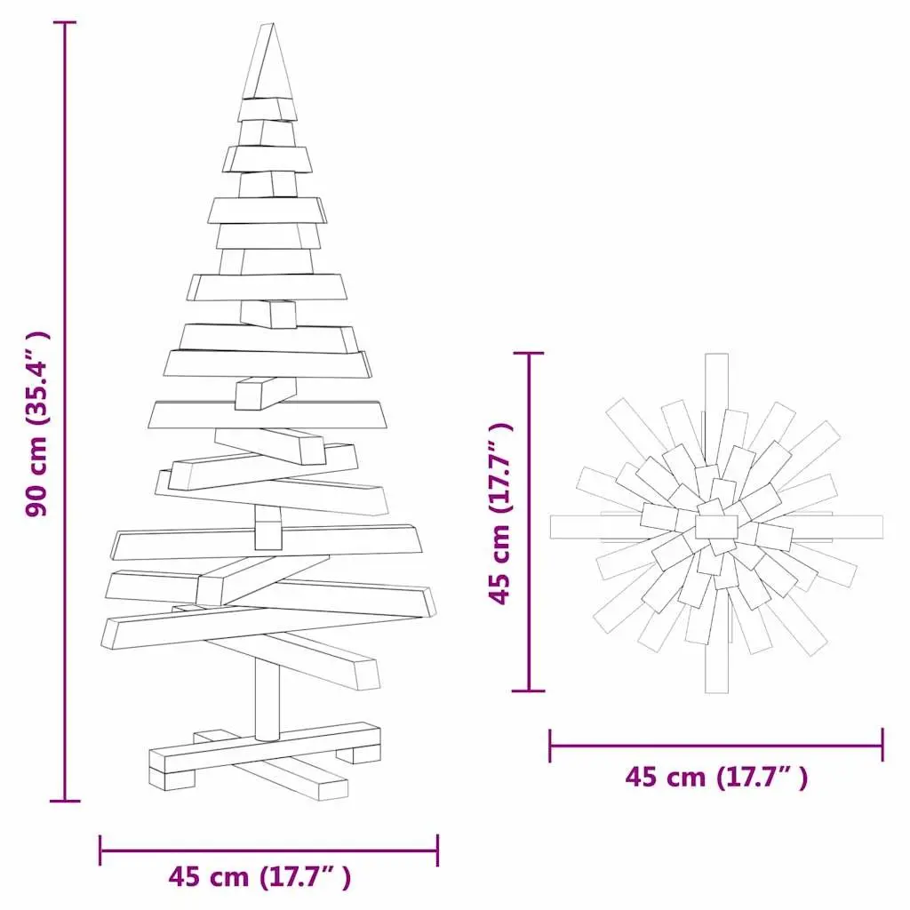 Solid Pine Wood Christmas Tree 90cm with Stand