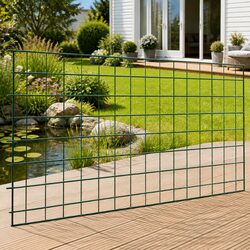 Durable 5-Panel Green Steel Pond Fence Set 100 x 50 cm