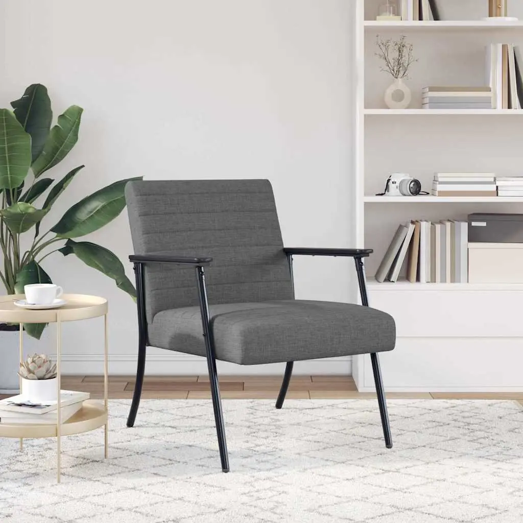 Modern Armchair Grey Fabric Lounge Chair Living Room Bedroom Seating Furniture