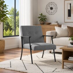 Stylish Dark Grey Fabric Armchair with Ergonomic Foam Cushion