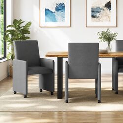 Grey Rolling Dining Chairs - 2 Piece Set for Modern Spaces