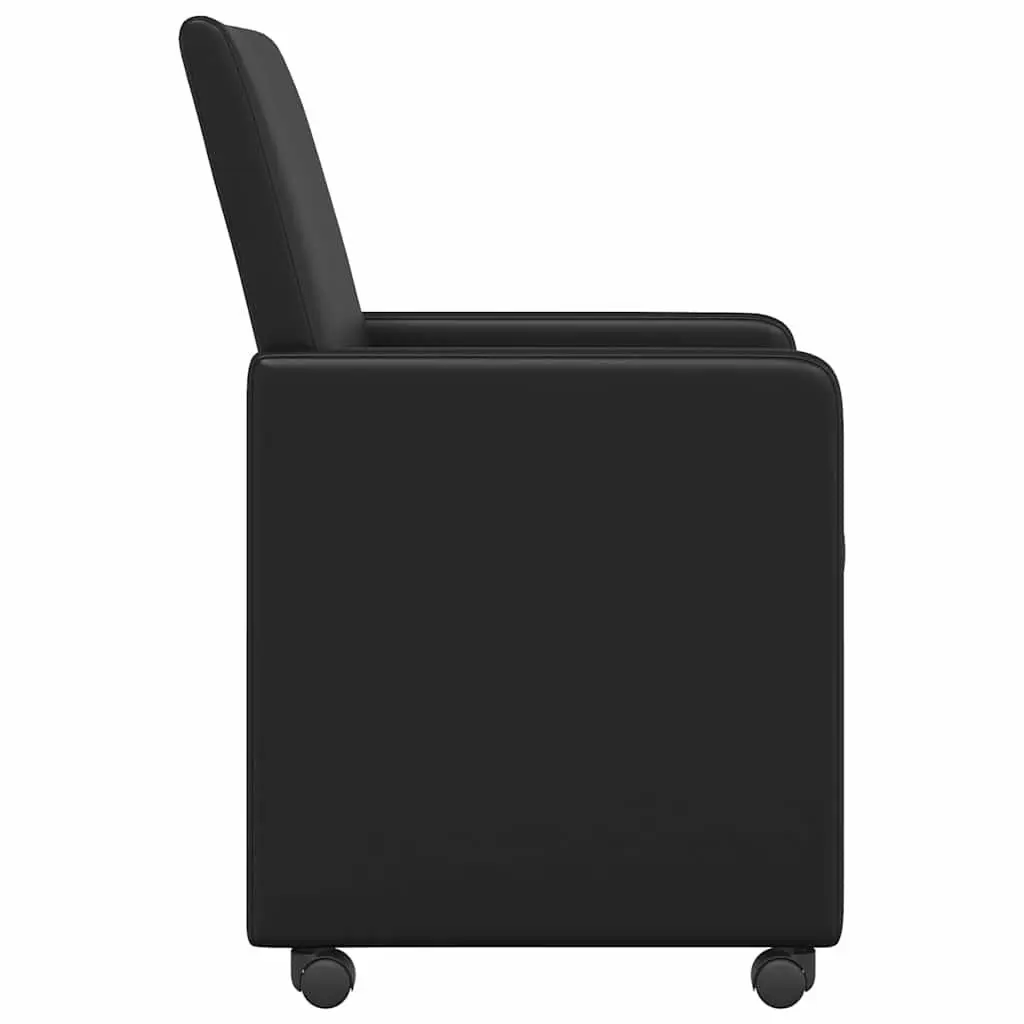 Dining Chairs with Wheels 2 pcs Black Kitchen Room Seating Furniture Set