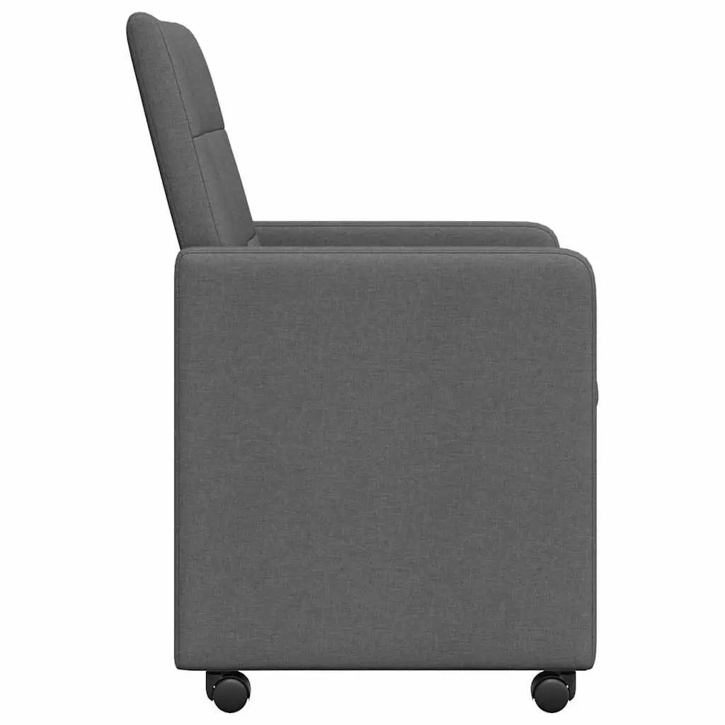 Dining Chairs with Wheels 2 Pieces Grey Kitchen Seating with Armrest Casters