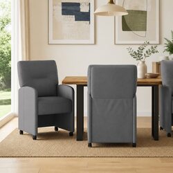 Dining Chairs with Wheels 2 pcs Grey Modern Kitchen Seating Ergonomic Design