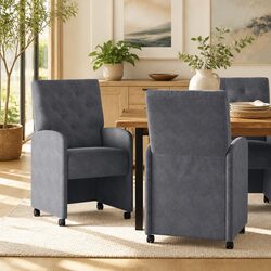 Modern Grey Dining Chairs with Wheels - Set of 2