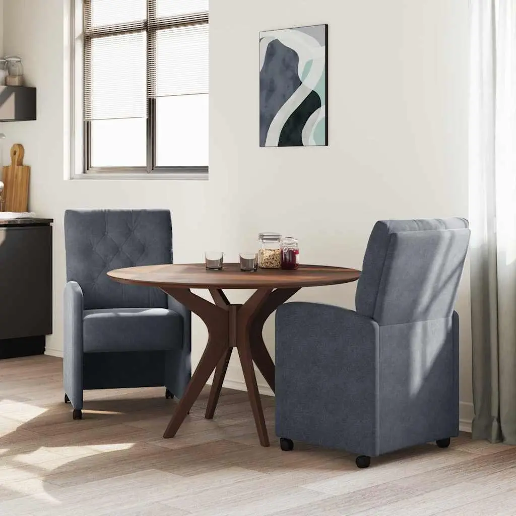 Dining Chairs with Wheels 2 pcs Grey Kitchen Room Furniture Modern Design