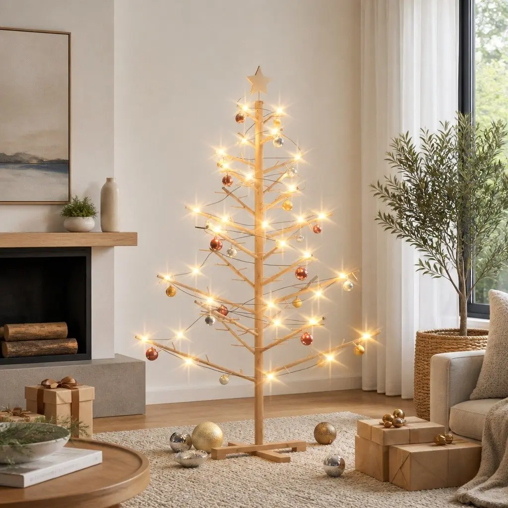 150cm Solid Pine Wooden Christmas Tree with Stand