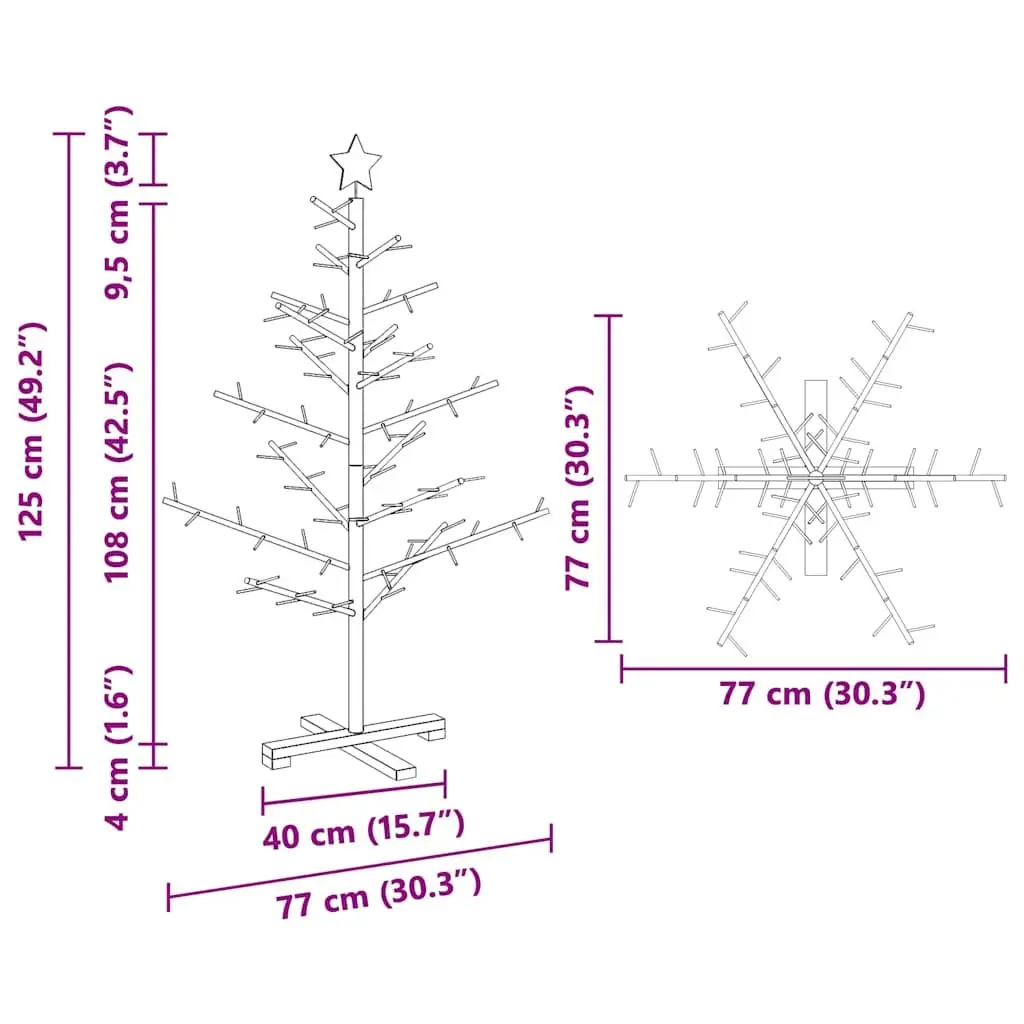 Brown Wooden Christmas Tree 125cm with Stand