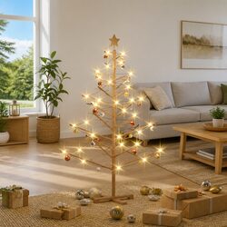 Brown Minimalist Wooden Christmas Tree with Stand 150cm