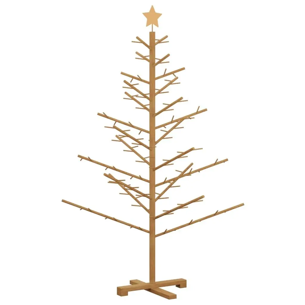 Wooden Christmas Tree Solid Pine Wood 150cm Brown Modern Minimalist