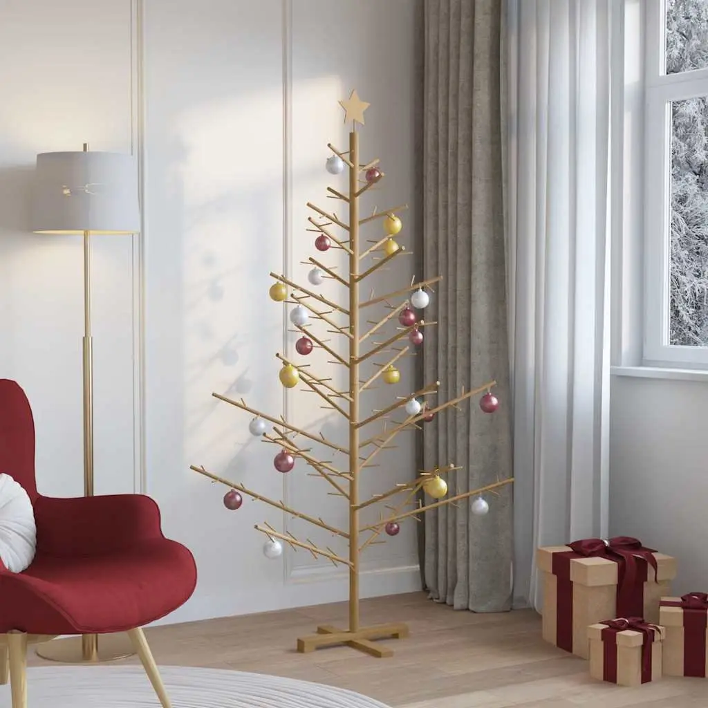 180cm Wooden Christmas Tree with Stand in Brown