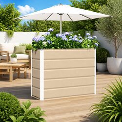 Large Tall Steel Planter in Ivory for Modern Spaces