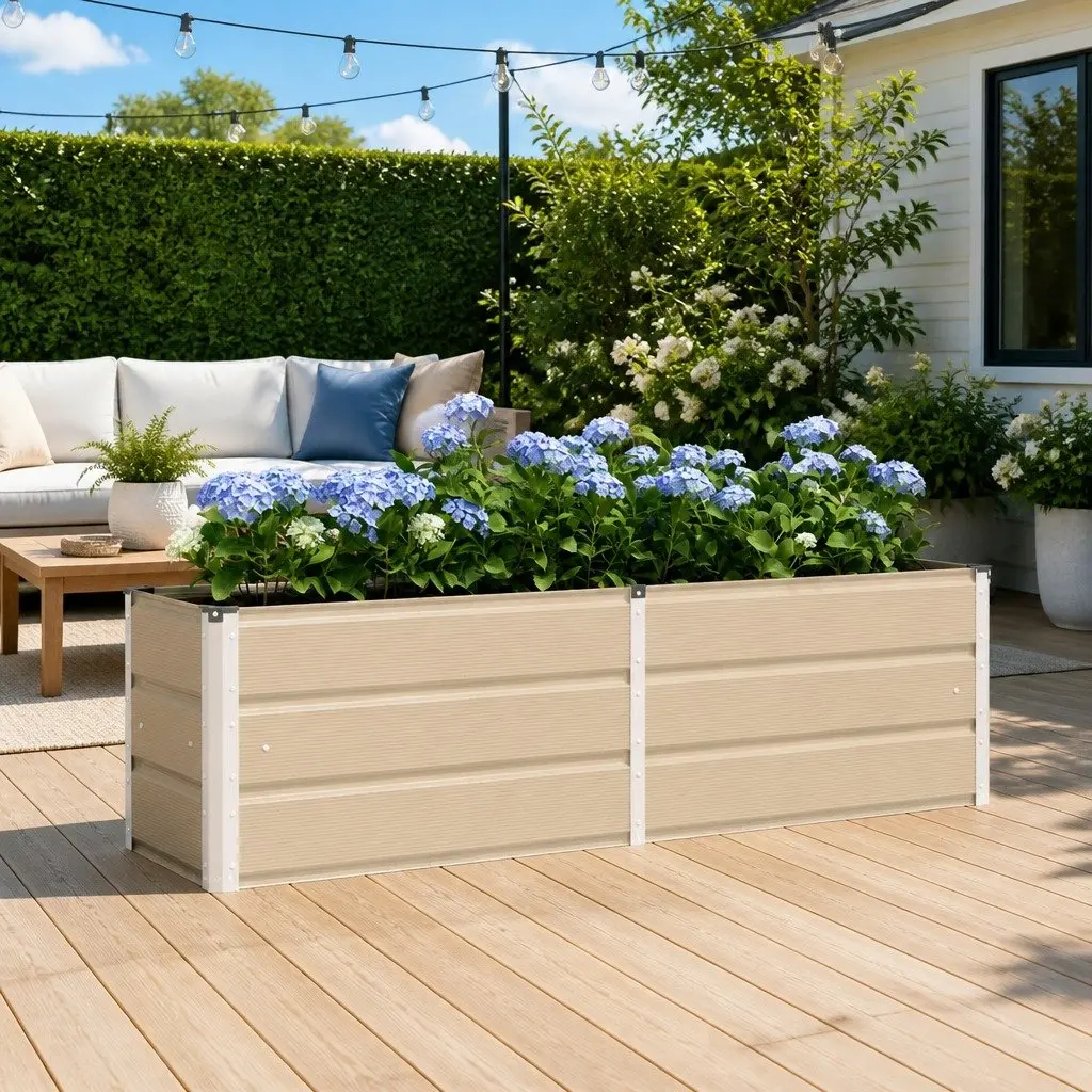 Steel Planter in Ivory for Indoor & Outdoor Use