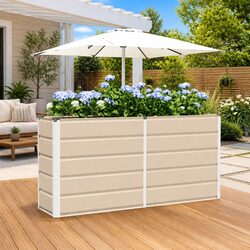 Ivory Steel Planter 160 x 40 x 75 cm Durable Design
