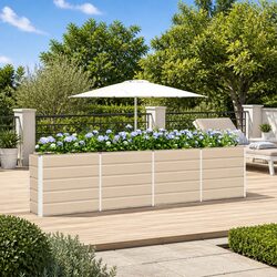 Ivory Steel Planter for Modern Gardens 320 x 40 x 75 cm