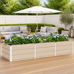 Durable Steel and Plastic Planter in Ivory for Gardens