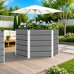 Light Grey Hexagon Steel Planter for Outdoor Spaces