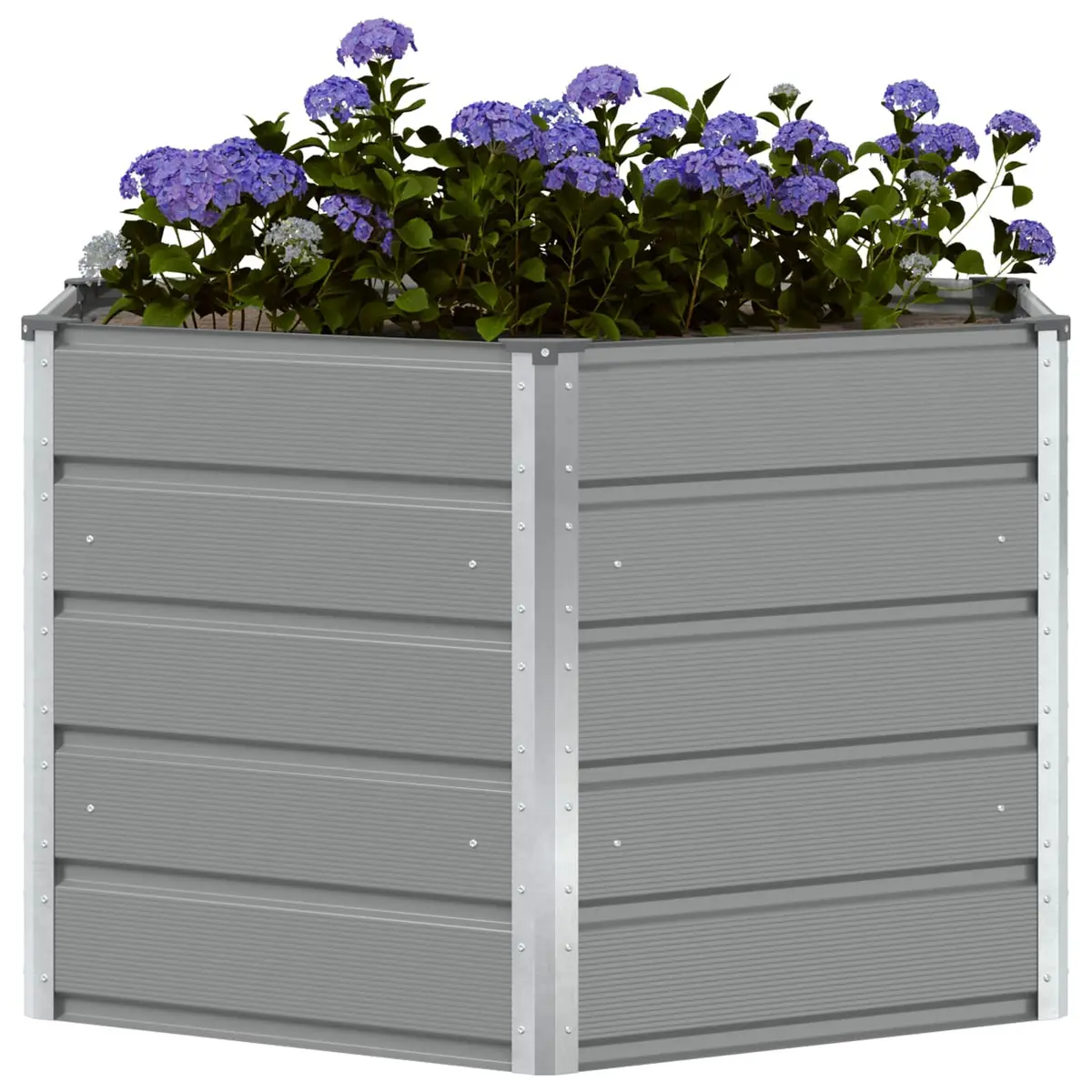 Hexagon Steel Planter Light Grey 129x129x75cm